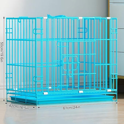 Dog Crate, Foldable Dog Crate, Animal Pen, Dog Crates for Medium Dogs, Indoor Folding Pet Crate with Tray, Large Space, Suitable for Home, Apartment(Blue,61 * 42 * 50cm)