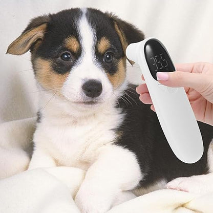 Veemoon Non-Contact Rechargeable Pet Ear Thermometer for Cats and Dogs Accurate Flexible Sensor with LED Display Suitable for Farm Animals Puppies and Pets