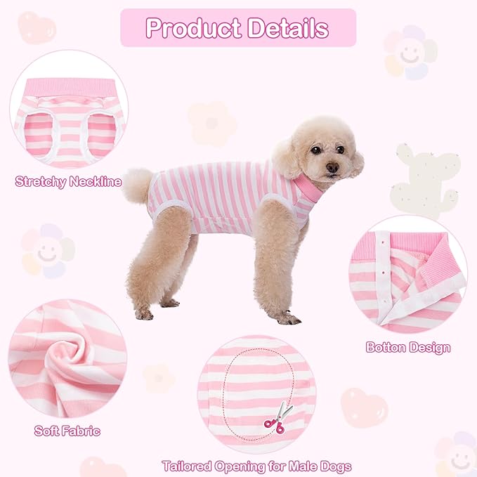 Coppthinktu Recovery Suit for Dogs After Surgery, Dog Onesie Surgery Recovery Suit for Female Spay, Soft Male Surgical Pajamas Bodysuits for Small Medium Puppy to Anti Licking Dog Cone Alternative