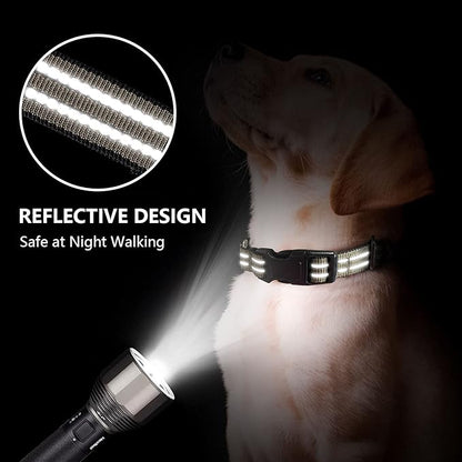 Hikiko Martingale Dog Collars Reflective Nylon Dog Collar with Quick Release Buckle Adjustable Training No Slip Dog Collar (Large, Brown)