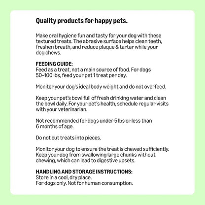 Amazon Basics Dental Dog Treats to Help Clean Teeth & Freshen Breath for Large Dogs, Unflavored, Per Pack: 24 Count, 2.25 pounds (Previously Wag)
