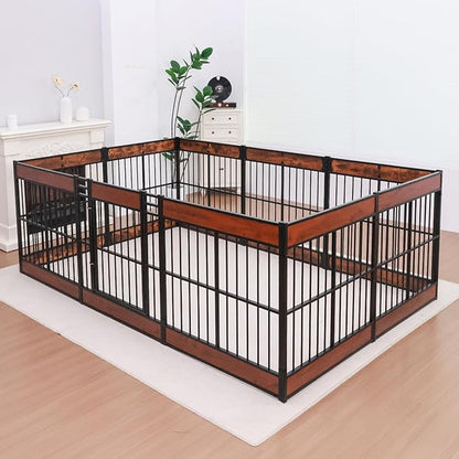 Dog Playpen, 31.5" Height Dog Pen Indoor, Heavy Duty, Safe and Sturdy, Furniture Style Puppy Pen (12 Panels (31.5" High), Mahogany)