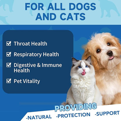 Throat & Respiratory Support for Dogs & Cats – with Marshmallow Root, Mullein Leaf & Licorice – Natural Herbal Formula – 2 fl oz