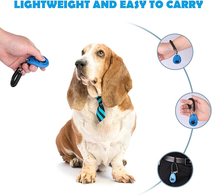 OYEFLY Dog Training Clicker with Wrist Strap Durable Lightweight Easy to Use, Pet Training Clicker for Cats Puppy Birds Horses. Perfect for Behavioral Training 2-Pack (Red and Blue)