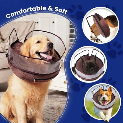 BARKLESS Dog Cone, Inflatable Dog Cone After Surgery for Large Breeds, Soft Surgery Collar with Enhanced Anti-Licking Guard Shield for Pets, Patented Protective Donut Collar