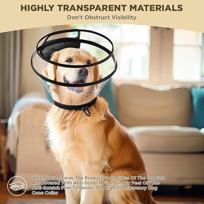 Dog Cone Collar for After Surgery,Transparent Dog Cones Alternative for Small Large Medium Size Dogs,Adjustable Depth Pet Recovery Collars,Elizabethan Collar for Dogs Stop Licking Wound(XL)