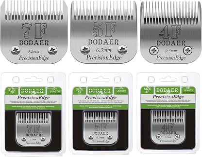 Size 7F/5F/4F Detachable Pet Dog Grooming Blades of Stainless Steel,Compatible with Andis,Oster A5,Wahl KM10 Series,3 Count