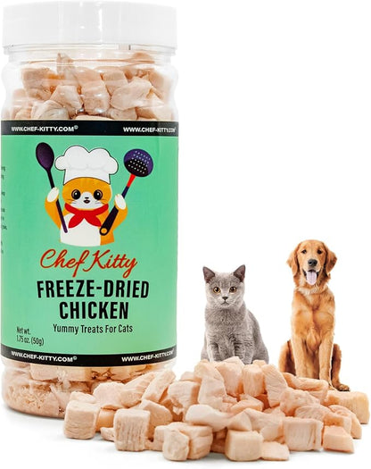 Freeze Dried Chicken Cat Treats | Healthy Dog Food Toppers 100% Human Grade | Single Ingredient, Grain Free Chicken Dog Treats | Inspected & Tested in USA | No Additives or Preservatives, 1.75 oz
