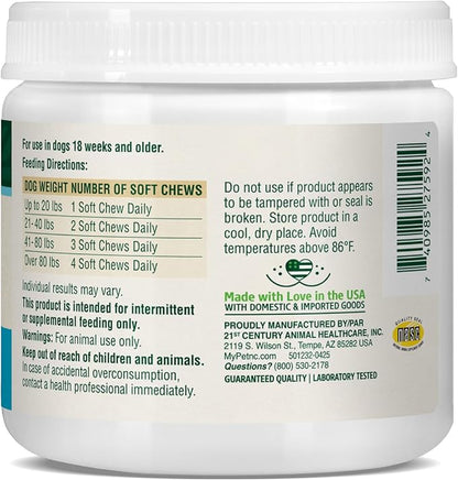 Petnc Dog Skin and Coat Supplement (60 Chewables), With Omega 3, EPA & DHA, Promotes Healthy Skin & Glossy Coat, For Dogs 18 Weeks & Older, Liver Flavor