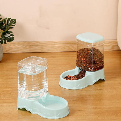 muhm Pet Automatic Feeder Cat Drinking Bowl Cat Bowl Large Capacity Dog Bowl 3.8L Combo Food Storage Bucket Pet Supplies Blue Automatic Feeder