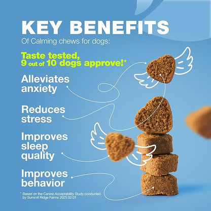 Calming Chews for Dogs Anxiety Relief - Soft Chews for Dogs - Melatonin, Chamomile Extract, Valerian Root - Travel Pack - Vet Visits, Grooming, Nail Trimming, Storms