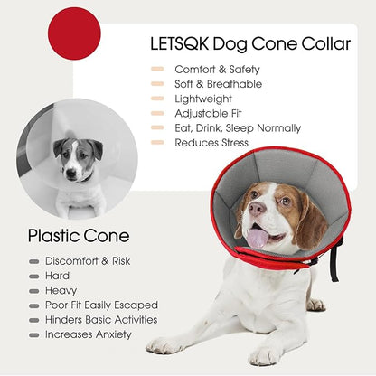 Dog Cone Collar After Surgery for Medium Dogs, Adjustable Soft Recovery Cone for Dogs to Stop Licking Biting, Comfortable Pet Elizabethan Alternative for Wound Healing