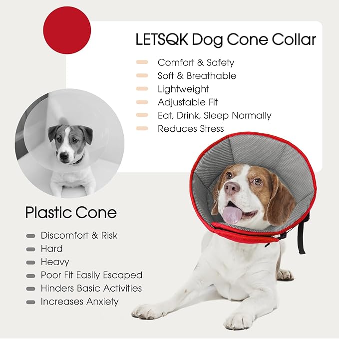 Dog Cone Collar After Surgery, Soft Cone for Small Dogs to Stop Licking, Adjustable Elizabethan Collar for Dogs, Lightweight Breathable Dog Recovery Cones for Wound Healing & Hot Spots
