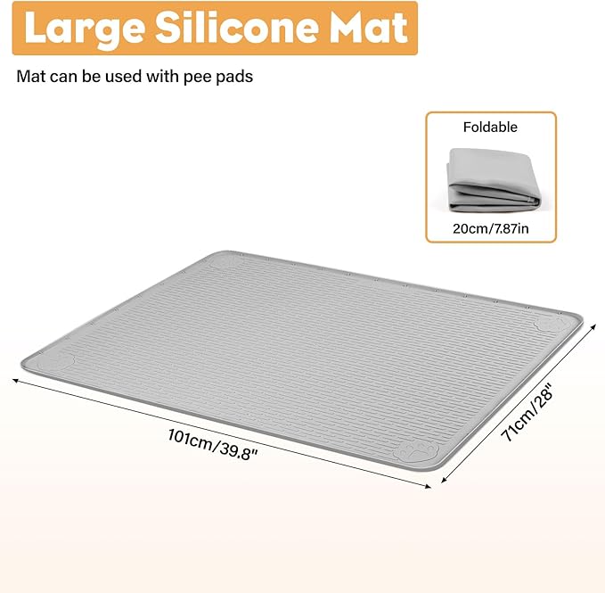 40"x28" Reusable Training Pads for Dogs Lanstics Silicone Dogs Mat Non-Slip Dog Training Pads Dog Pee Pad for Potty Training Floor Protector (Grey)