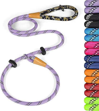 lynxking Slip Lead Dog Leash Reflective, Heavy Duty Comfortable Strong Rope for Large Medium Small Dogs No Pull Pet Training (Light Purple, Large 1/2in x 6ft-Slip Lead)
