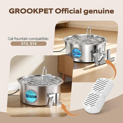 GROOKPET Dog Water Fountain Filters: 12 Dog Fountain Filters - Pet Water Fountain Filters Replacement - Including 6 Filters + 6 Sponges - Suitable for GROOKPET Dog Water Fountain for Large Dogs