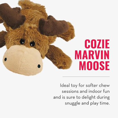 KONG Cozie Marvin Moose & SqueakAir Balls (3 Pack) - Dog Fetch & Chew Toys for Fun - Soft Toy Moose for Indoor Play - Durable Dog Toy Balls for Outdoor Play - for Small Dogs