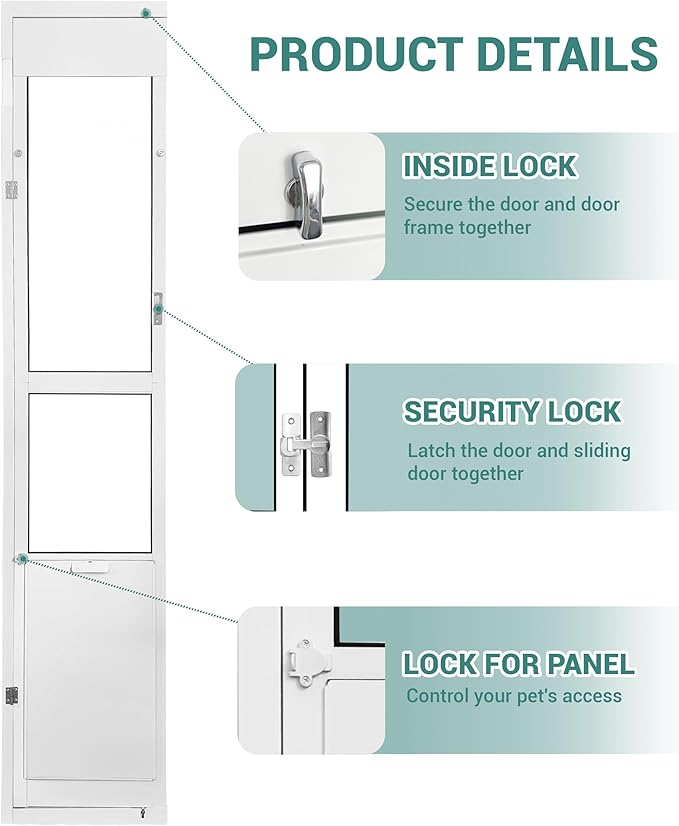 96" Extra Large Dog Door for Sliding Glass Door - XL Doggy Door for Sliding Door Dog Door Insert - Left Open from Inside