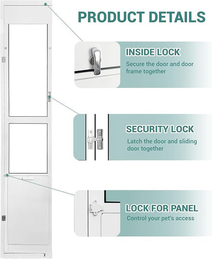 96" Extra Large Dog Door for Sliding Glass Door - XL Doggy Door for Sliding Door Dog Door Insert - Left Open from Inside