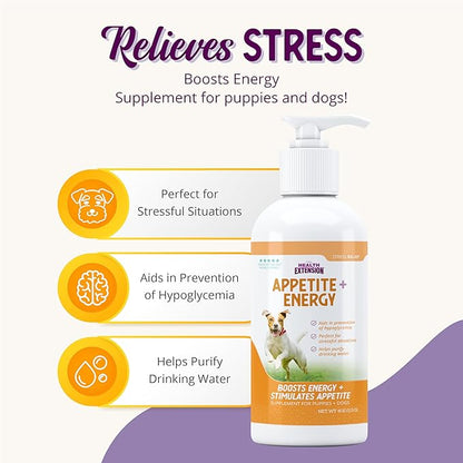 Health Extension Stress Relief Supplement for Dogs, 8oz - Appetite & Energy Boost, Prevents Hypoglycemia, Enriched with Vitamin B
