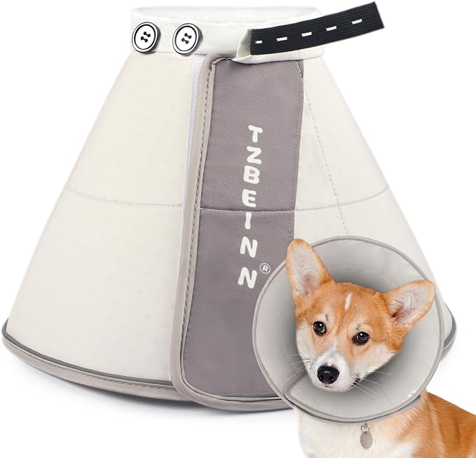 Soft Dog Cone Collar Alternative, Comfortable Elizabethan Dog Neck Pillow Cone for Extra Medium Dogs (Shiba Inu Corgi Beagle), Protective Adjustable Head Recovery Cone After Surgery Anti Licking