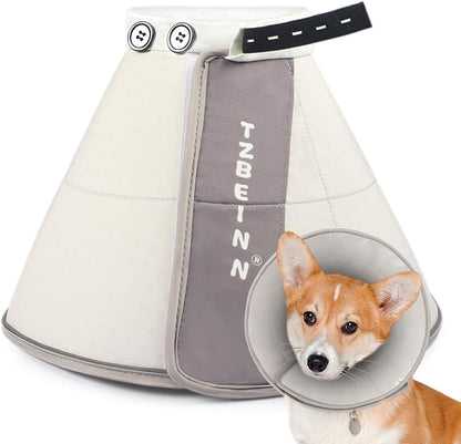 Soft Dog Cone Collar Alternative, Comfortable Elizabethan Dog Neck Pillow Cone for Extra Medium Dogs (Shiba Inu Corgi Beagle), Protective Adjustable Head Recovery Cone After Surgery Anti Licking