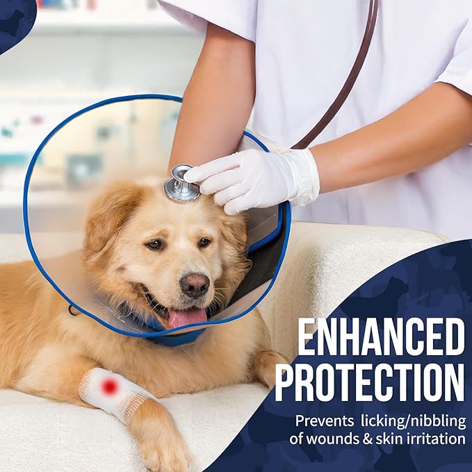 OneTigris Depth Adjustable Soft Dog Cone Collar for Medium Large Dogs After Surgery, Recovery for Small Dogs, Lightweight Elizabethan Collar for Dog to Stop Licking (Blue, M)
