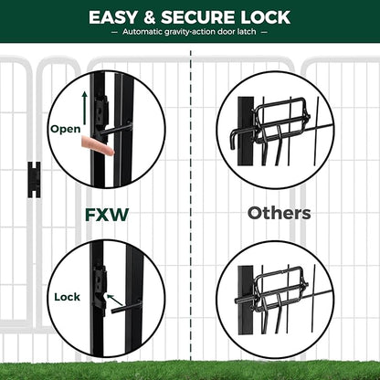 FXW Rollick Unleashed Dog Playpen for Indoor, Yard, RV Camping, 45 inch 24 Panels for Large Dogs, Black│Patented