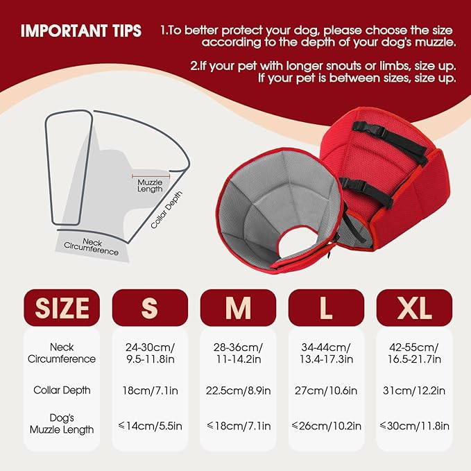 Dog Cone Collar After Surgery for Large Dogs, Adjustable Soft Cone for Dogs to Stop Licking, Professional Elizabethan Collar for Pet, Recovery Cones for Wound Healing & Hot Spots