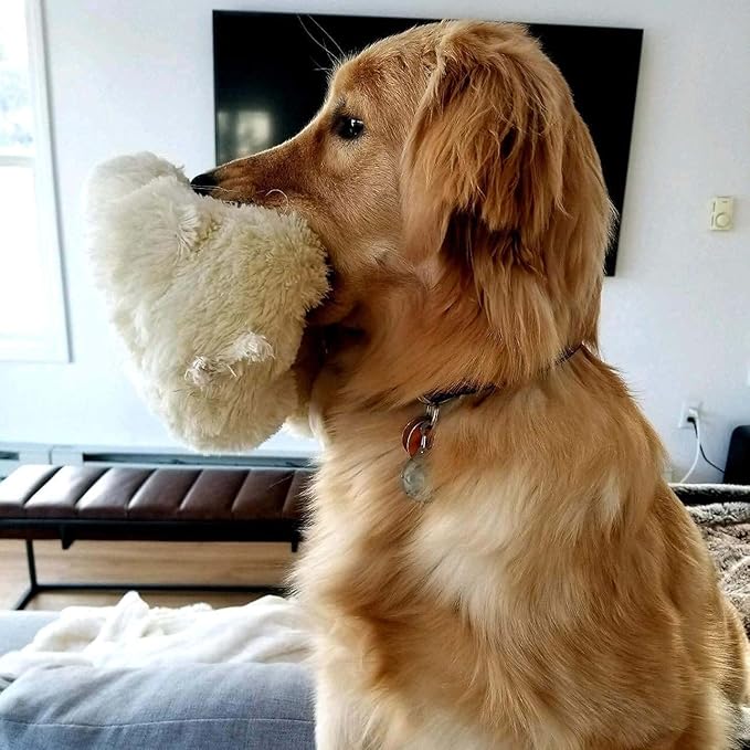 Snuggle Puppy Heartbeat Dog Toy for Puppies, Real-Feel Heartbeat, Calming Sleep Aid and Crate Training Comfort Toy with Heat Pack, Cream Plush Design
