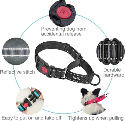 haapaw Martingale Dog Collar with Quick Release Buckle Reflective Dog Training Collars for Small Medium Large Dogs