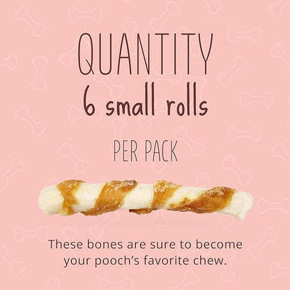 Better Belly Proteins with Real Venison Small Rolls 6 Count, Digestible Rawhide for Dogs, 4.2 OZ