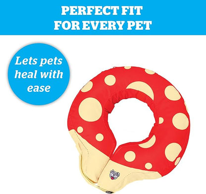 Mushroom Inflatable Dog Recovery Collar, Comfortable Cone Replacement for Pet Surgery, Protective Collars to Prevent Licking & Biting, Size Medium