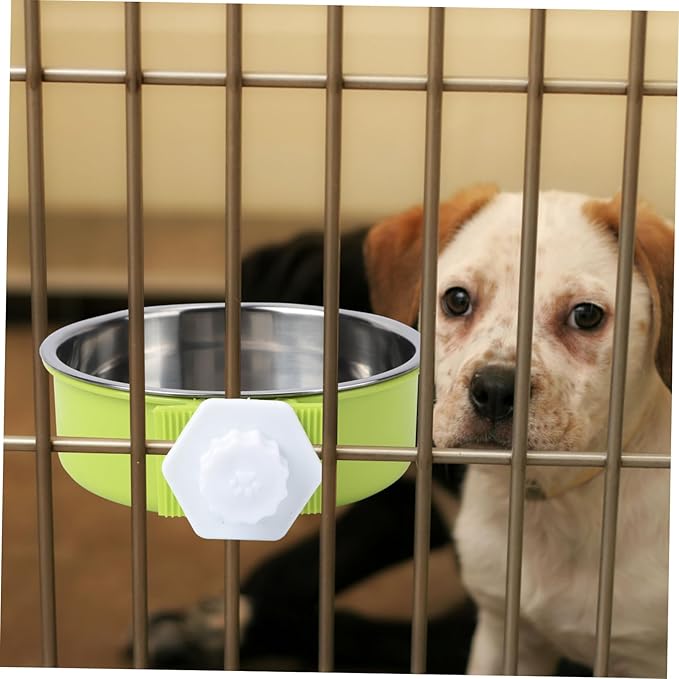 VANZACK Stainless Steel Dog Bowl Pet Feeder Portable Pet Water Dispenser Easy Cleaning Double Layer Bowl Green Pet Supplies