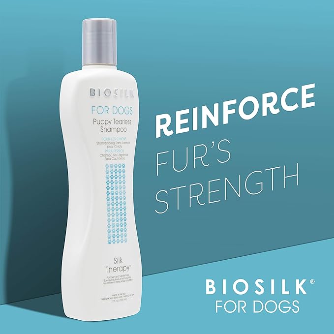 BioSilk for Dogs Puppy Tearless Shampoo, Gentle Dog Wash with Silk Proteins, Paraben and Sulfate Free Formula Helps Clean and Condition Coats for Puppies and Dogs, 12 Fl Oz - 6 Pack
