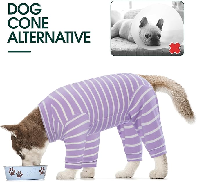 Kuoser Recovery Suit for Small Dogs After Surgery, Long Sleeve Dog Surgery Recovery Suit, Purple XS