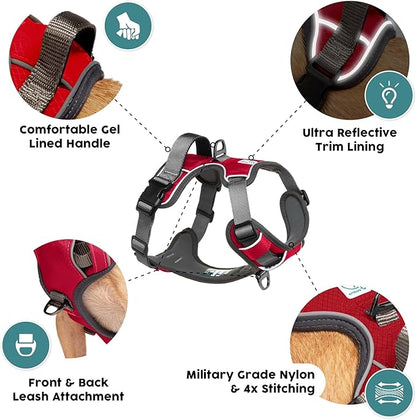 Embark Adventure Large Dog Harness – No-Pull, Reflective Trim, Military-Grade Nylon, Front Clip with Gel-Lined Handle