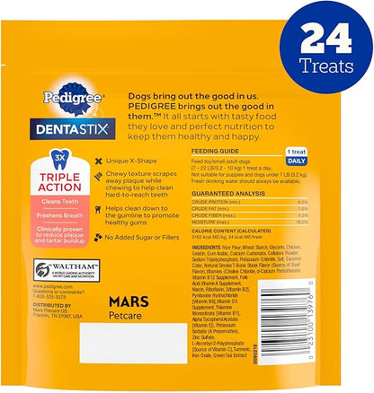 Pedigree Dentastix Dental Chews for Dogs, Small and Toy Breed Dog Treats, Beef Flavor, (7) 24ct Bags (168 Treats Total)