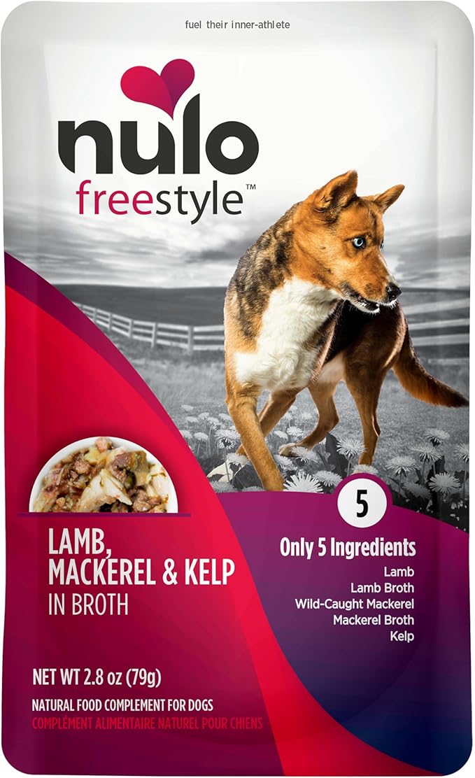 Nulo Freestyle Lamb, Mackerel, & Kelp in Broth Real Meat Dog Food Topper, 2.8 Ounce (Pack of 24)