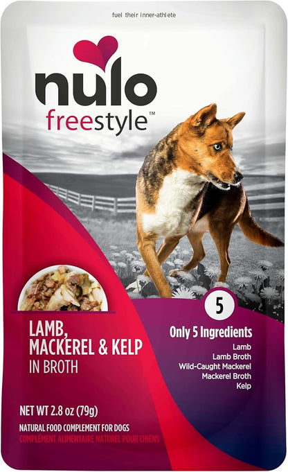 Nulo Freestyle Lamb, Mackerel, & Kelp in Broth Real Meat Dog Food Topper, 2.8 Ounce (Pack of 24)