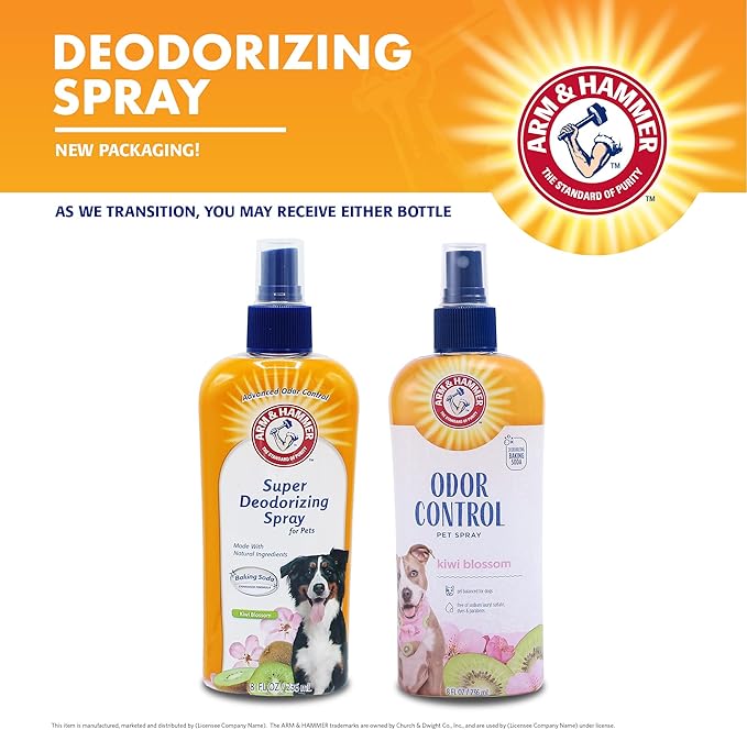 Arm & Hammer for Pets Super Deodorizing Dog Spray with Baking Soda for Odor Control, Freshens Coat Between Baths, pH Balanced Formula for Dogs, 8 Fl Oz - 2 Pack