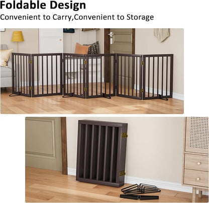 Freestanding Pet Gate 55-110" Extre Wide, Foldable Dog Gate for the Doorways House, Pet Gates for Dogs, Doogie Puppy Fence Gate