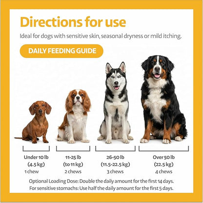 Dog Allergy Chews for Itchy Skin, Hot Spots, Paw Licking & Itchy Ears – Holistic Herbal Omega-3 Anti Itch Support with Turmeric & Shatavari – Fish Flavor – 90 Count