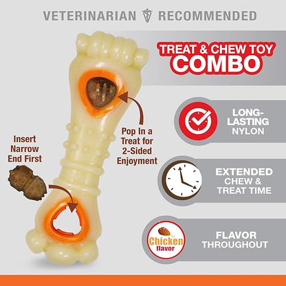 Nylabone Knuckle Bone Pop-In Treat Toy Power Chew Toy for Dogs, Interactive Treat Dispensing Enrichment Dog Toy, Long Lasting Chicken Flavor, Large Dogs - Up to 50 lbs