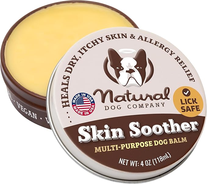 Natural Dog Company Skin Soother Balm, Protects from Hot Spots, Itching and Irritation Relief, Allergy Dog Lotion, Dog Moisturizer & Rash Cream with Coconut Oil & Vitamin E for Pets, 4 oz Tin