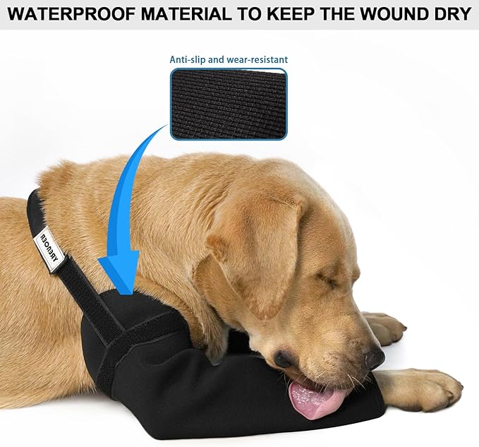 Front Leg Dog Recovery Sleeves - Cone Collar Alternative, Waterproof Abrasion-Resistant Washable 2.5mm Thick, Prevents Licking, Keeps Wounds Dry, 24-Hour Wear (Black, M)