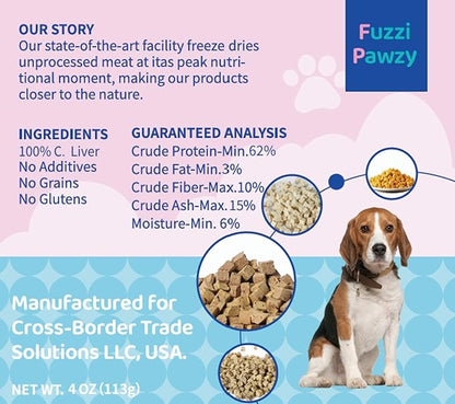 Freeze Dried Chicken Liver Healthy Training Treats Toppers for Pets, Single Fresh Raw Ingredient, Organic, Pure Balance, Natural, Grain Gluten Filler Free, Snacks, Dogs Cats (4oz)