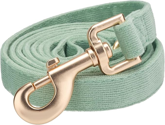 Soft Cotton Dog Leash, 5 Ft Heavy Duty Corduroy Dog Leashes with Gold Metal Hook for Small Medium Large Dogs,Small,Grass Green