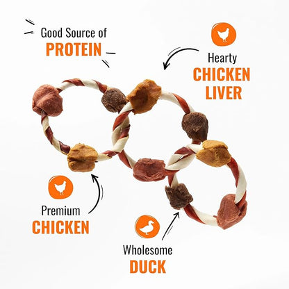 Good ’n’ Fun Triple Flavor Play-Tug-Chew Rings 4 Count, Snack For All Dogs