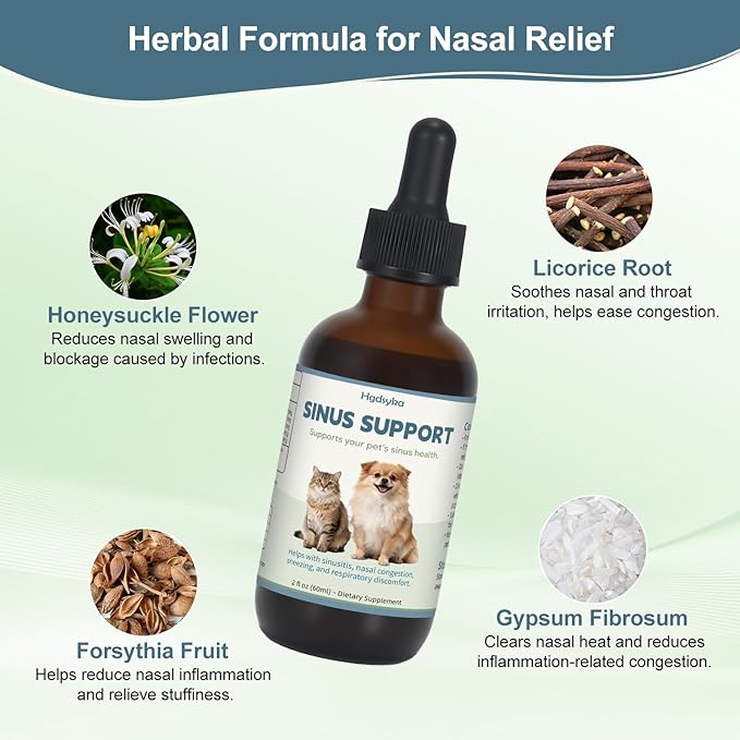 Nasal Health Support Drops for Cats & Dogs, Pet Sinus & Respiratory Comfort Supplement, Helps Maintain Clear Breathing, Supports Seasonal Wellness & Immune Function
